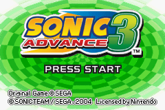 Sonic Advance 3 (prototype) Title Screen